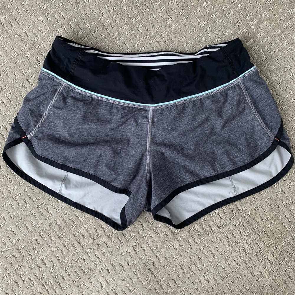 Grey lululemon running shorts, athletic shorts
